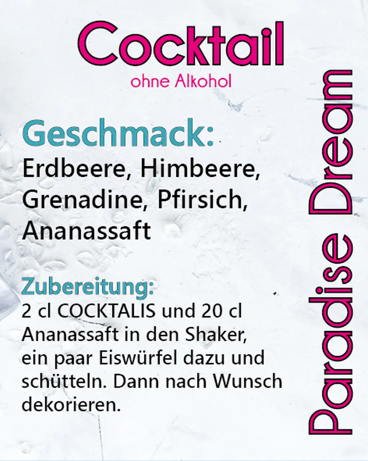 Paradise Dream Cocktail ohne Alkohol von COCKTALIS Deutschland Hinten