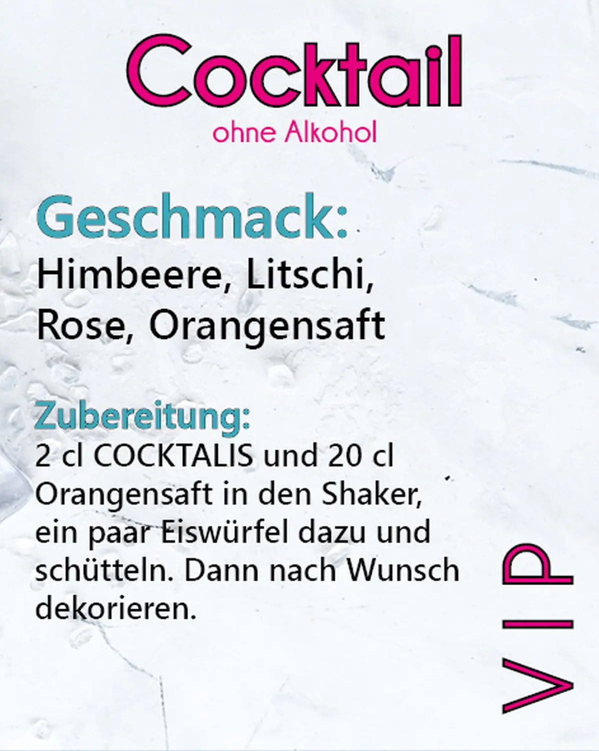 VIP Cocktail ohne Alkohol von COCKTALIS Deutschland hinten