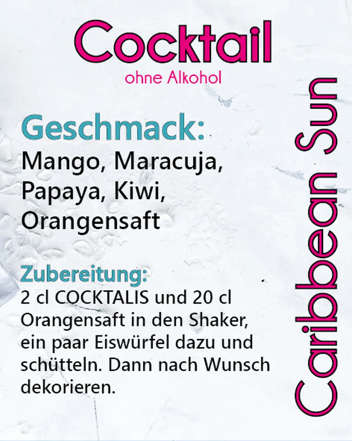 Caribbean sun Cocktail ohne Alkohol von COCKTALIS Deutschland hinten