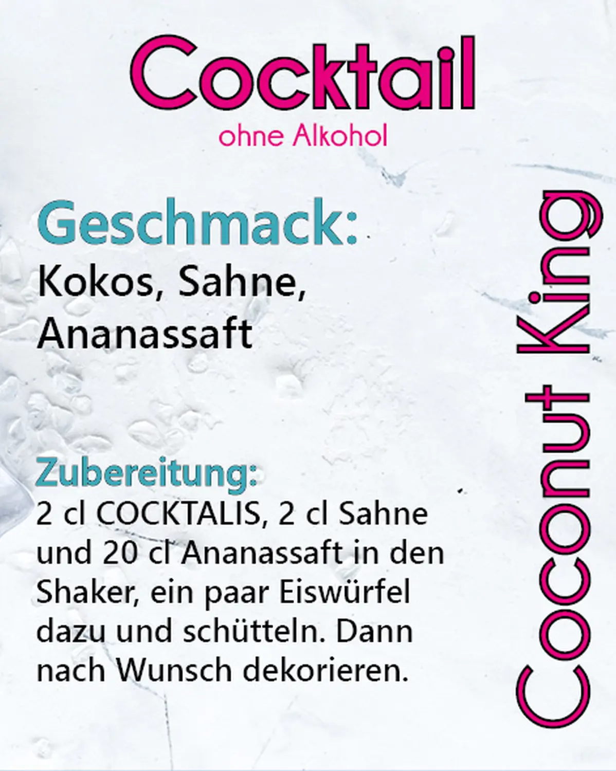 Cococnut king Cocktail ohne Alkohol von COCKTALIS Deutschland hinten