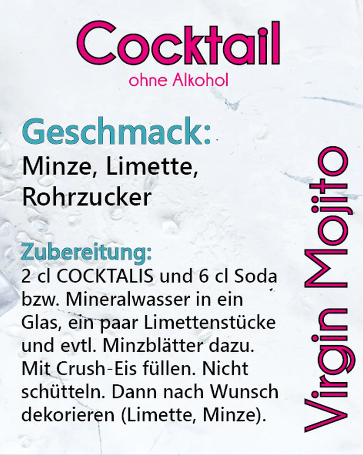 Virgin Mojito Cocktail ohne Alkohol von COCKTALIS Deutschland hinten