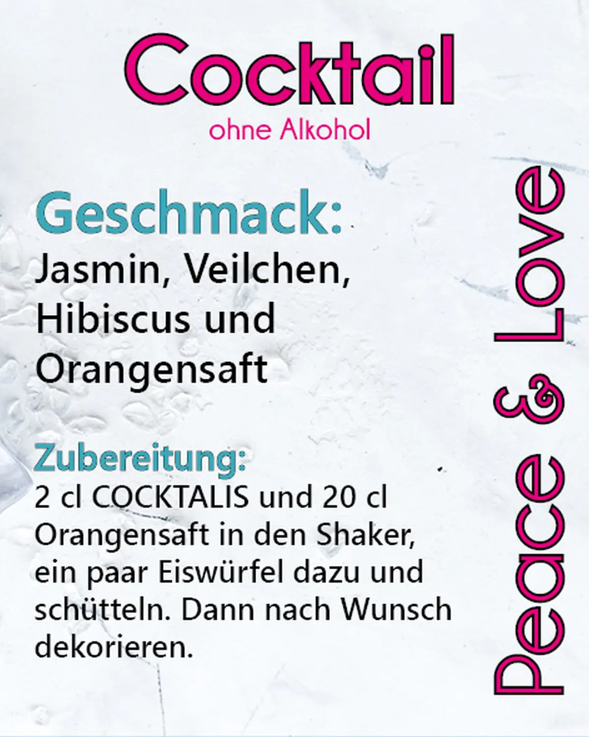 Peace & love Cocktail ohne Alkohol von COCKTALIS Deutschland hinten