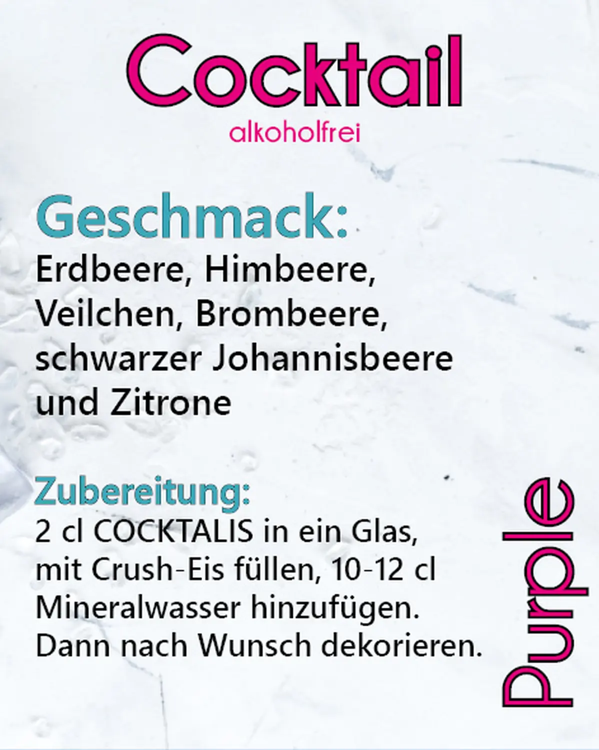 Purple Cocktail ohne Alkohol von COCKTALIS Deutschland hinten