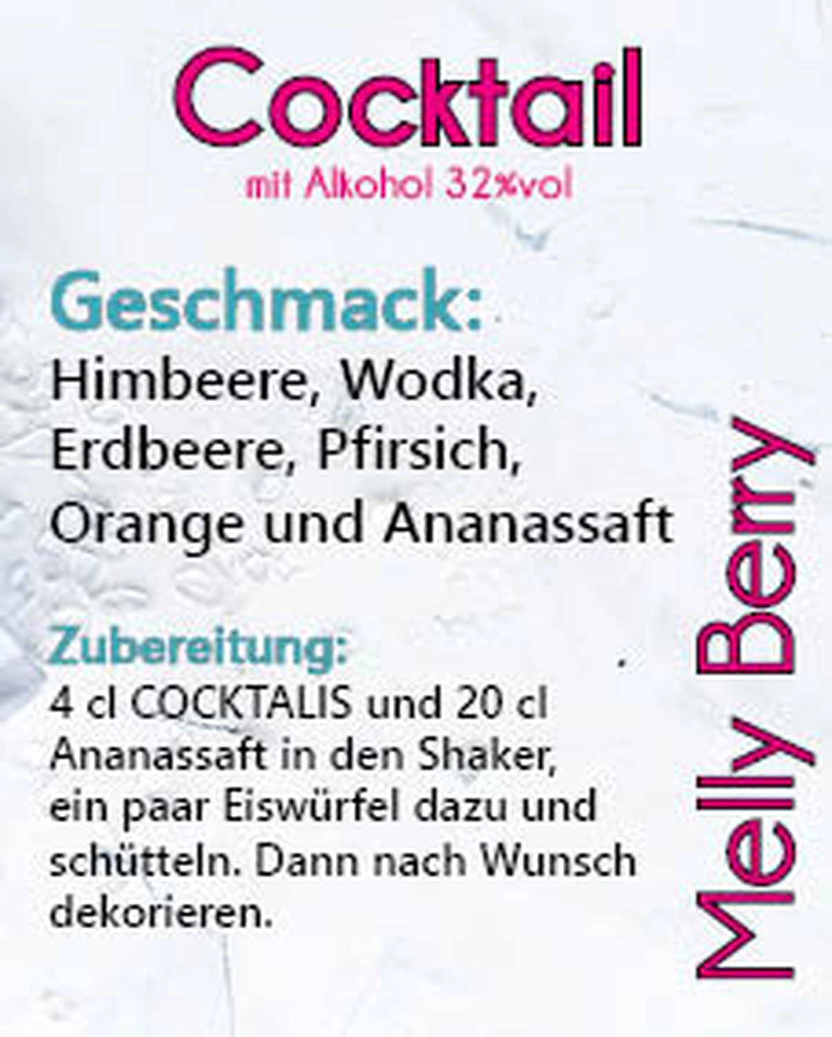 69 Cocktail mit Alkohol von COCKTALIS Deutschland Menükarte
